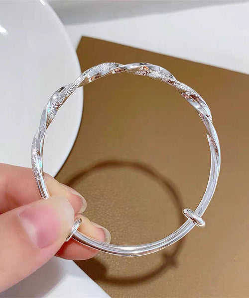 Silver Sterling Bangle Zircon Silk Brief FashionChic