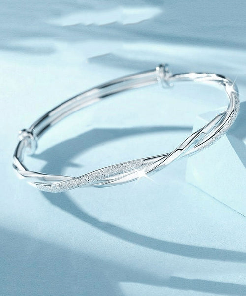 Silver Sterling Bangle Zircon Silk Brief FashionChic