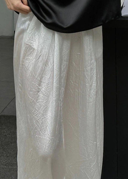 Brief White Elastic Waist Straight Pants Summer VB1054 Ada Fashion