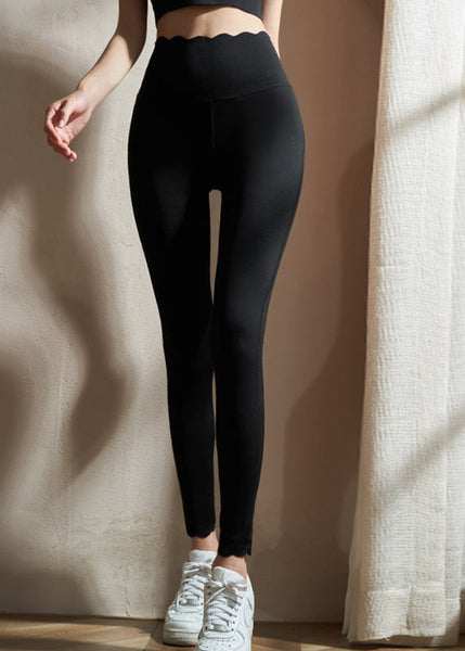 High White Cotton Modal Brief Capri Waist Patchwork Legging FashionChic