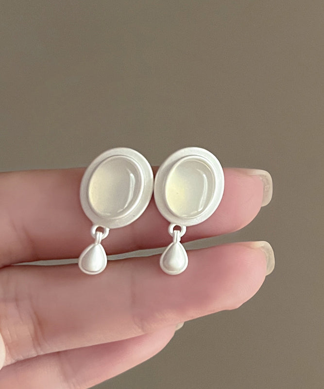 Earrings Tassel White Metal Water Drop Brief FashionChic