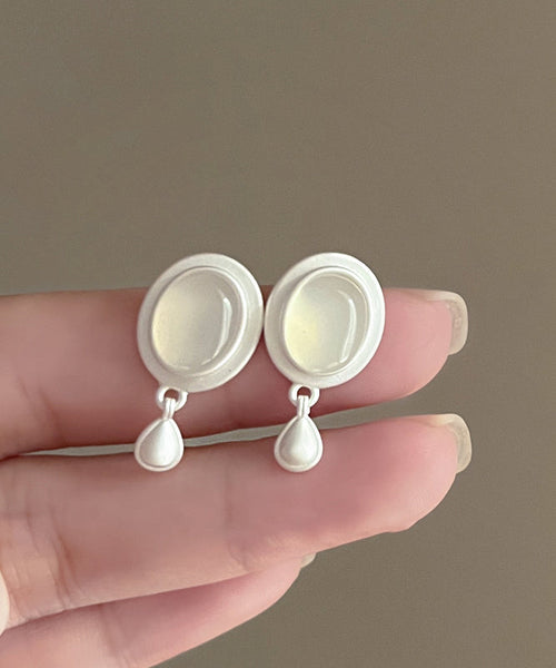 Earrings Tassel White Metal Water Drop Brief FashionChic