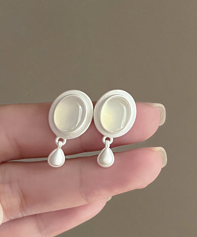 Earrings Tassel White Metal Water Drop Brief FashionChic