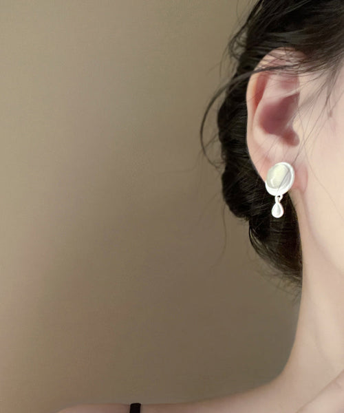 Earrings Tassel White Metal Water Drop Brief FashionChic