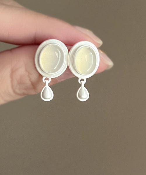 Earrings Tassel White Metal Water Drop Brief FashionChic