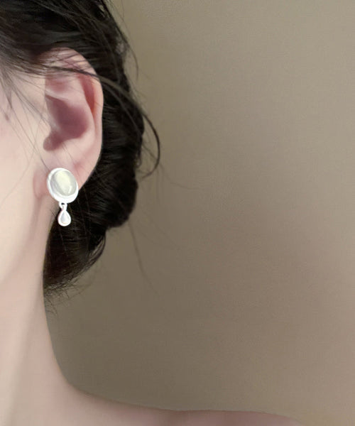 Earrings Tassel White Metal Water Drop Brief FashionChic