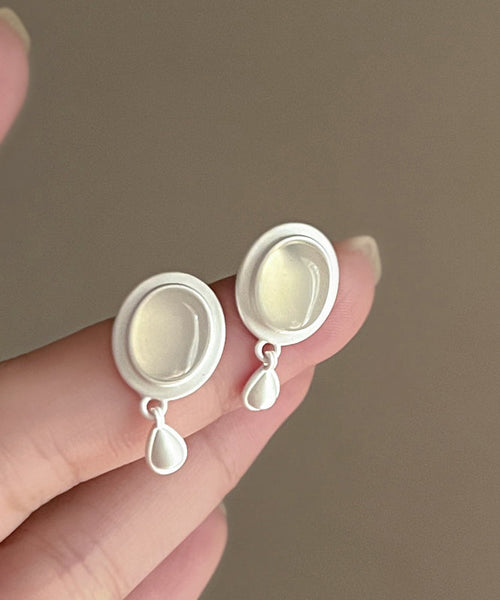 Earrings Tassel White Metal Water Drop Brief FashionChic