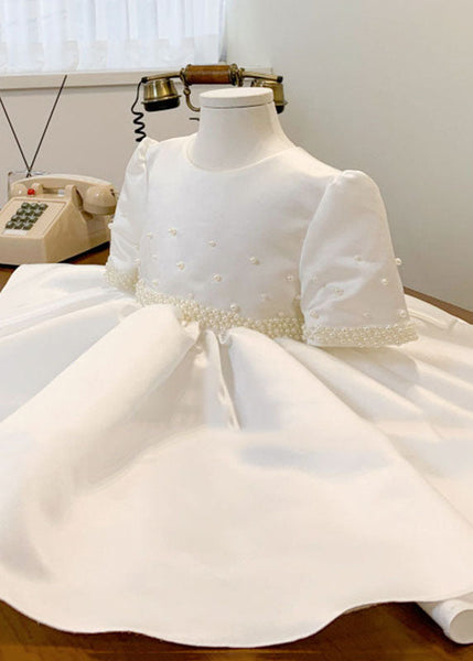 Brief White Nail Bead Girls Maxi Dress Summer YS014 ABC