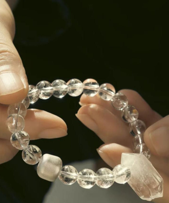 Charm Brief Bracelet Crystal Weave White Asymmetrical Stone Gem FashionChic