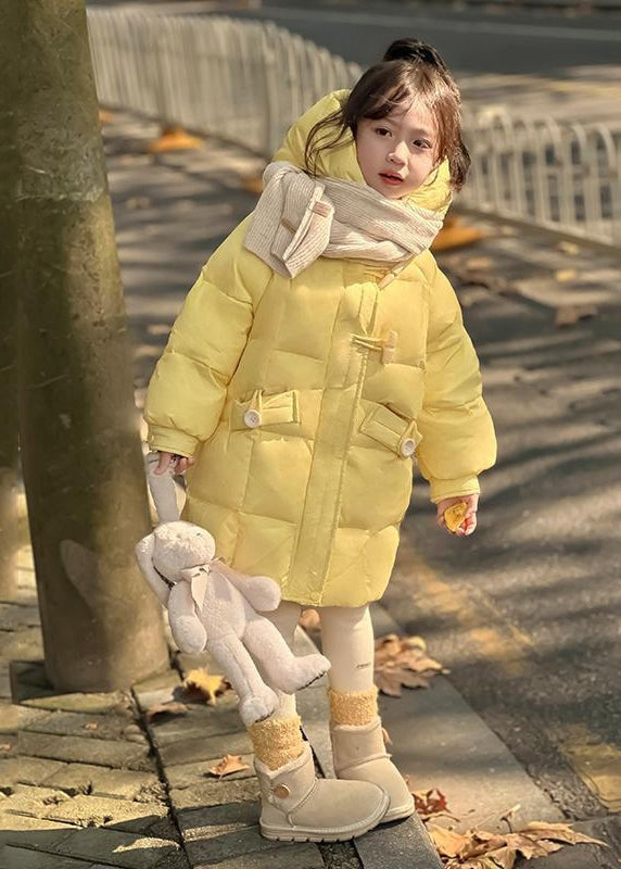 Brief Yellow Patchwork Button Kids Hooded Parkas Winter WL024 MM-RCTZ-DGJK241120