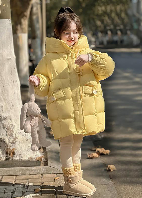 Brief Yellow Patchwork Button Kids Hooded Parkas Winter WL024 MM-RCTZ-DGJK241120