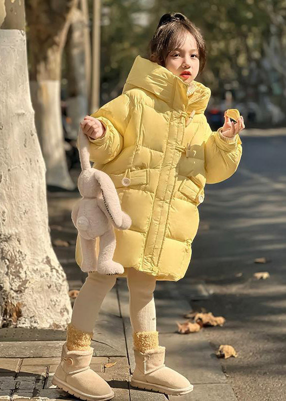 Brief Yellow Patchwork Button Kids Hooded Parkas Winter WL024 MM-RCTZ-DGJK241120