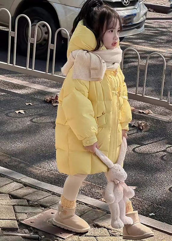 Brief Yellow Patchwork Button Kids Hooded Parkas Winter WL024 MM-RCTZ-DGJK241120