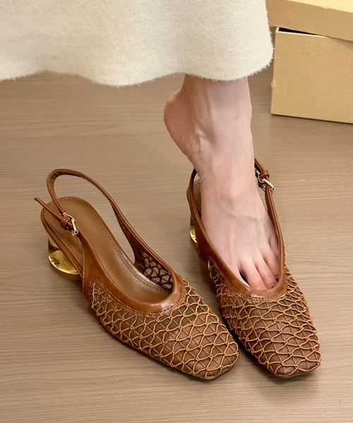 Breathable Brown Comfortable Splicing Sandals Chunky Mesh FashionChic