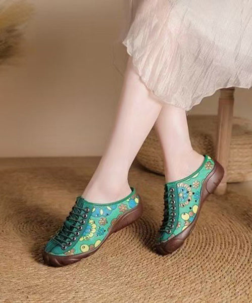 Strap Cowhide Shoes Embossed Flat Splicing Cross Brown Leather FashionChic