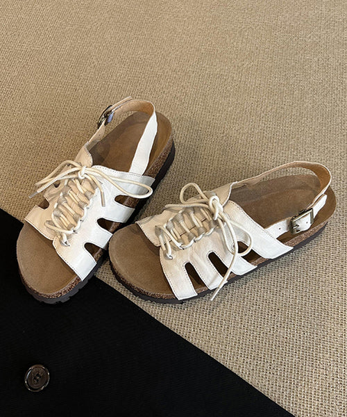 Brown Out Lace Toe Hollow Splicing Up Sandals Peep Platform FashionChic