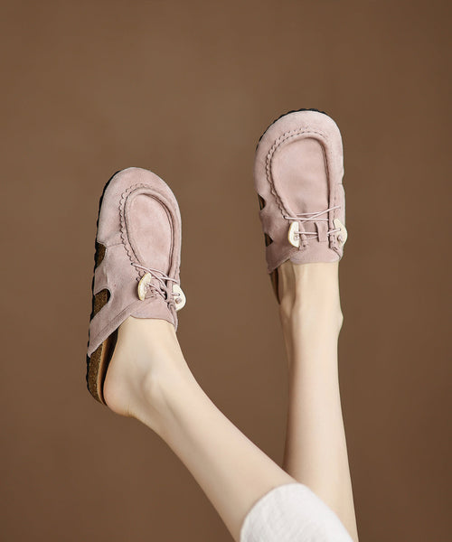 Slide Sandals Suede Platform Brown Splicing Comfy FashionChic