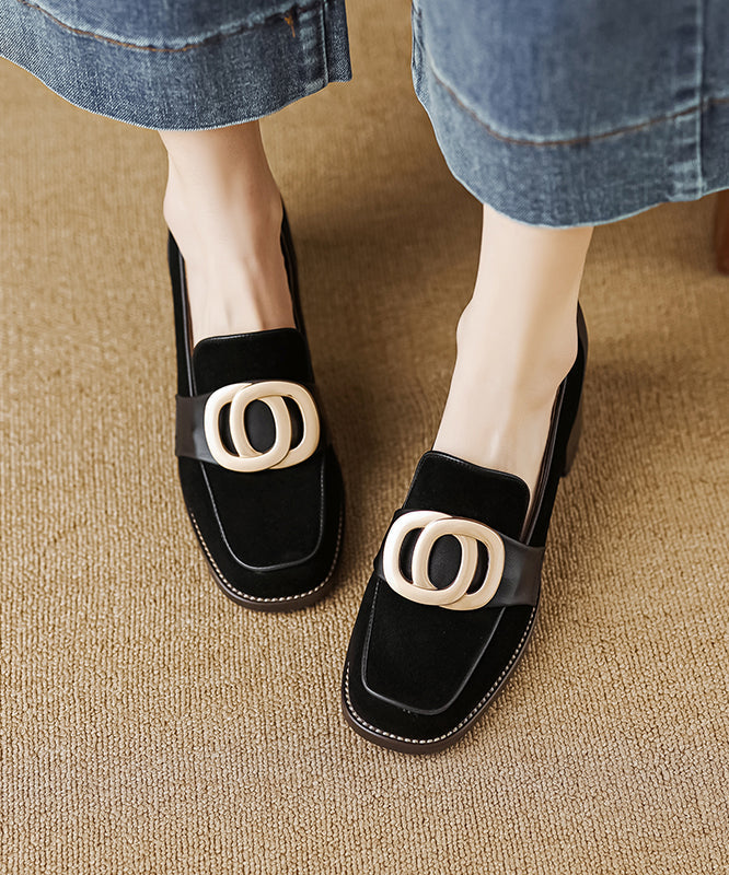 Brown Retro Chunky Suede Simple Splicing Metal Buckle RD015 ABC