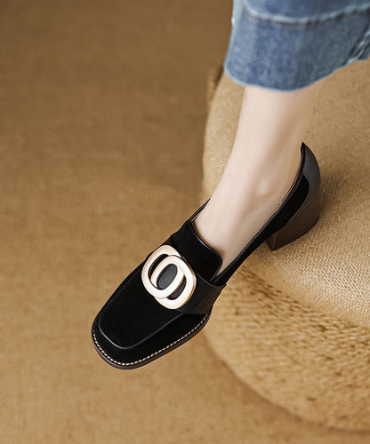 Brown Retro Chunky Suede Simple Splicing Metal Buckle RD015 ABC