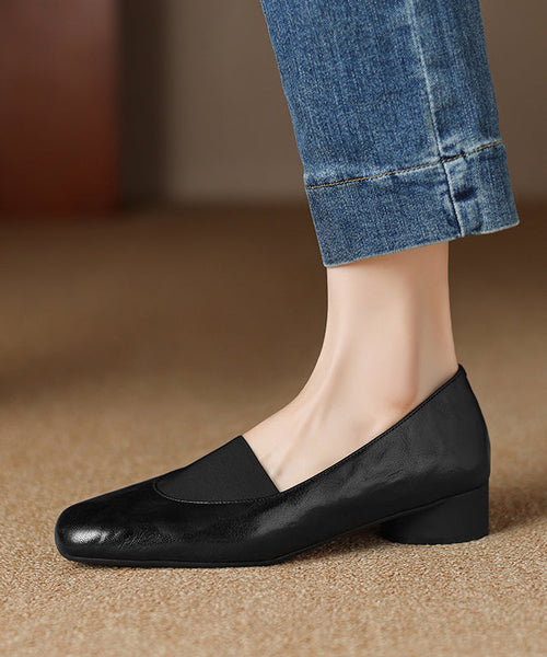 Brown Sheepskin Loafers Comfy Splicing Chunky Women FashionChic