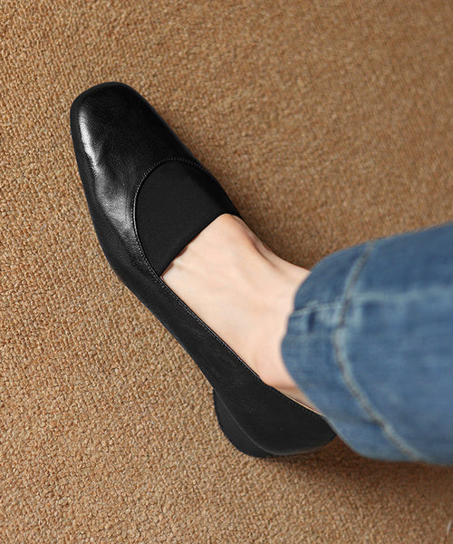 Brown Sheepskin Loafers Comfy Splicing Chunky Women FashionChic