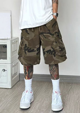 Pockets Camouflage Shorts Cotton Elastic Waist Men Summer FashionChic