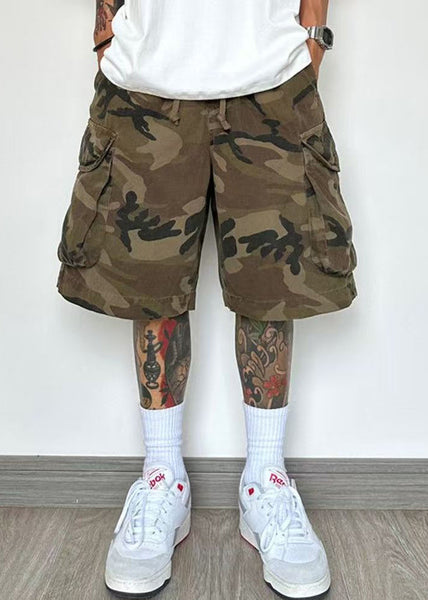 Pockets Camouflage Shorts Cotton Elastic Waist Men Summer FashionChic