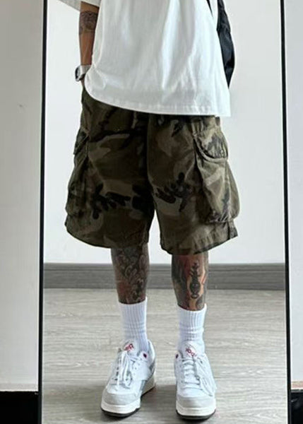 Pockets Camouflage Shorts Cotton Elastic Waist Men Summer FashionChic