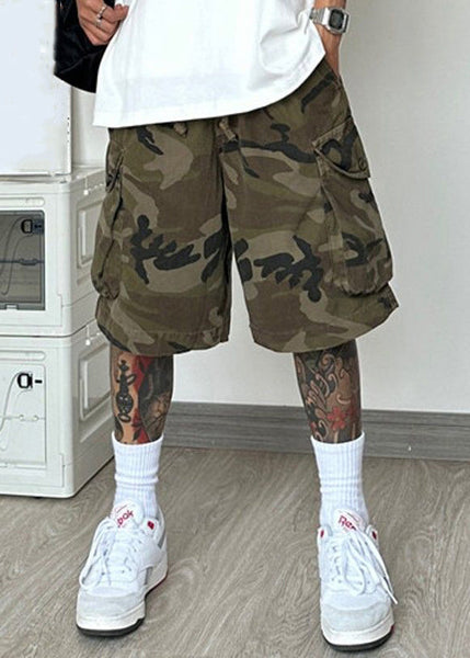 Pockets Camouflage Shorts Cotton Elastic Waist Men Summer FashionChic