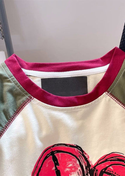 Casual Apricot O Neck Print Plus Size Cotton T Shirts Summer WW1026 Ada Fashion