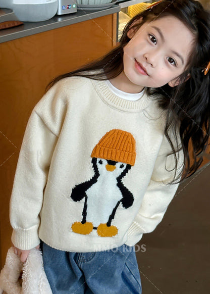 Casual Apricot Penguin Print Cotton Knit Girls Sweater Tops Winter WL042 MM-RCTZ-NTGP241120