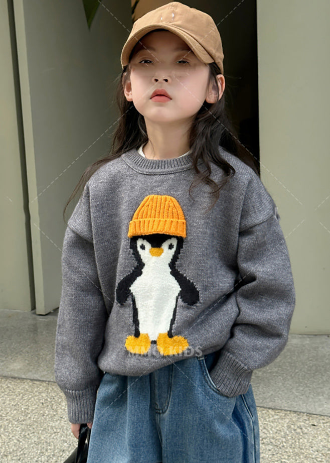 Casual Apricot Penguin Print Cotton Knit Girls Sweater Tops Winter WL042 MM-RCTZ-NTGP241120