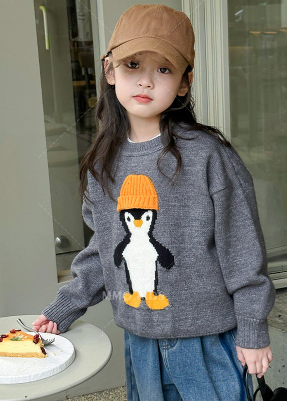 Casual Apricot Penguin Print Cotton Knit Girls Sweater Tops Winter WL042 MM-RCTZ-NTGP241120