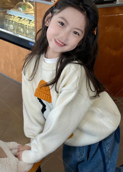 Casual Apricot Penguin Print Cotton Knit Girls Sweater Tops Winter WL042 MM-RCTZ-NTGP241120