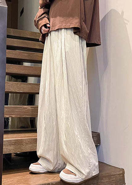 Mens Casual Pants Solid Pockets Summer Silk Ice Apricot FashionChic