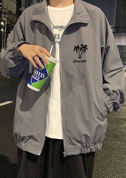 Coats Stand Apricot Zippered Collar Casual Mens Spring Cotton FashionChic