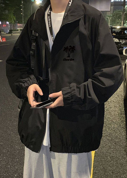 Coats Stand Apricot Zippered Collar Casual Mens Spring Cotton FashionChic