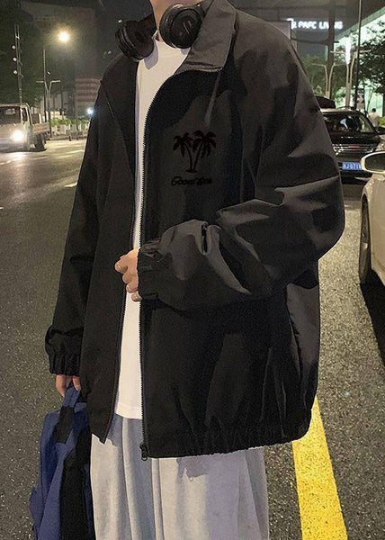 Coats Stand Apricot Zippered Collar Casual Mens Spring Cotton FashionChic