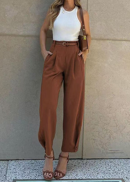 Pants Harem Army High Casual Waist Green Fall Cotton FashionChic
