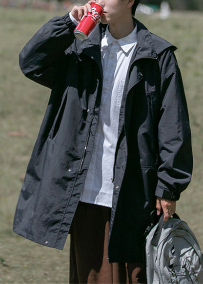 Casual Army Green Hooded Pockets Oversized Cotton Mens Coats Spring YQ003 ABC