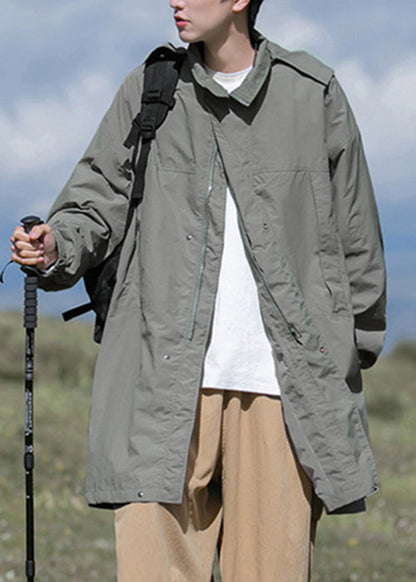 Casual Army Green Hooded Pockets Oversized Cotton Mens Coats Spring YQ003 ABC