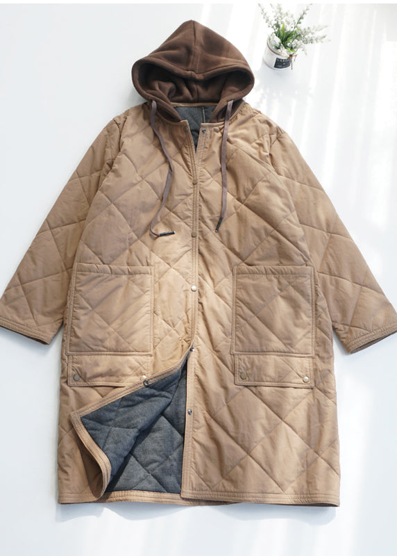 Casual Army Green Pockets Fine Cotton Filled Hooded Coat Fall RU037 ABC