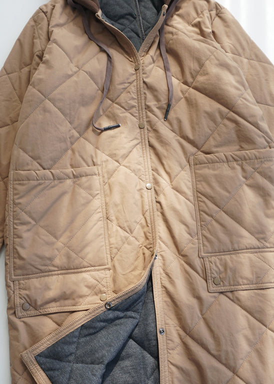 Casual Army Green Pockets Fine Cotton Filled Hooded Coat Fall RU037 ABC