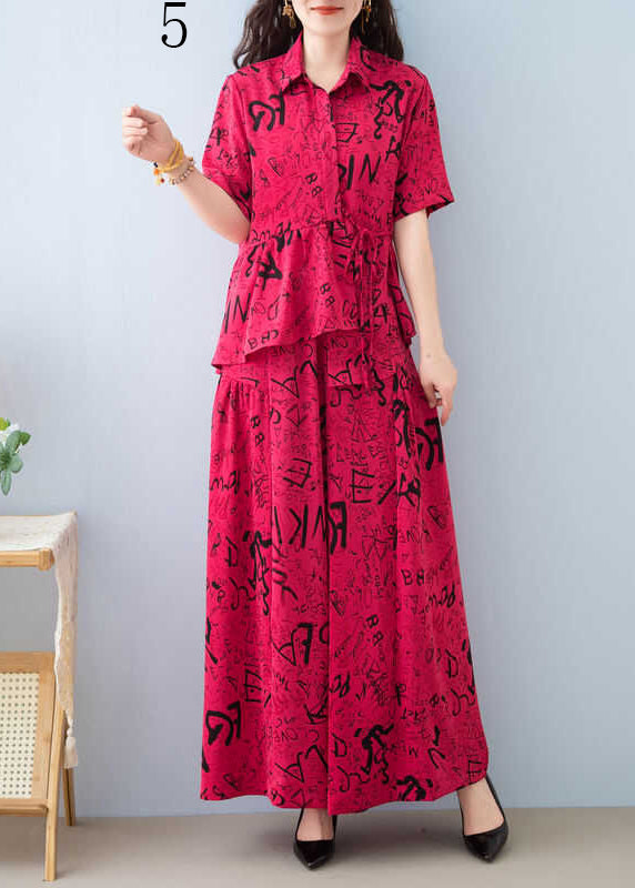 Casual Asymmetrical Print Cotton Two Piece Set Women Clothing Summer YY020 OL-TPIEC2408-16