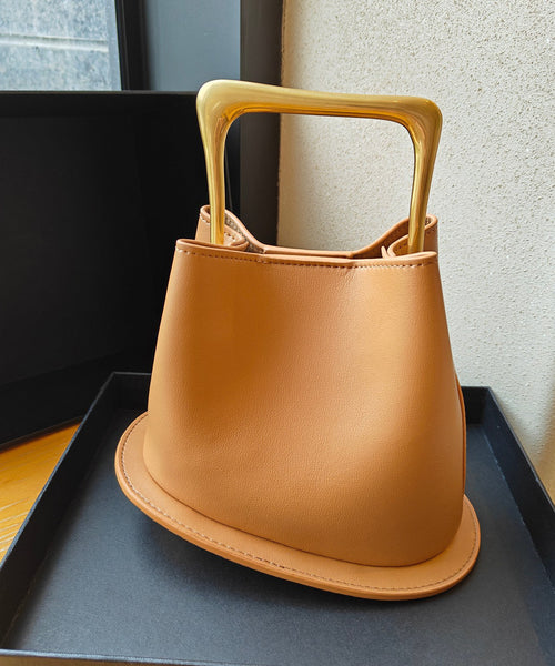 Casual Beige Calf Leather Tote Handbag MM037 Bag-BGS240620