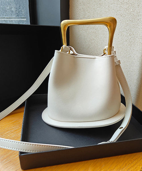 Casual Beige Calf Leather Tote Handbag MM037 Bag-BGS240620