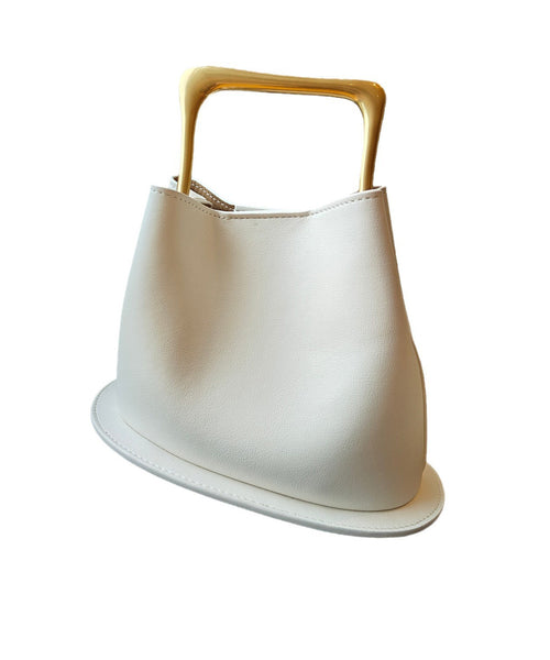 Casual Beige Calf Leather Tote Handbag MM037 Bag-BGS240620