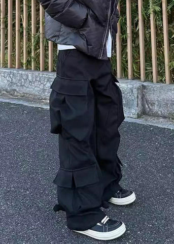 Casual Waist Pockets Mens Pants Spring Cotton High Black Button FashionChic