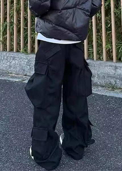 Casual Waist Pockets Mens Pants Spring Cotton High Black Button FashionChic