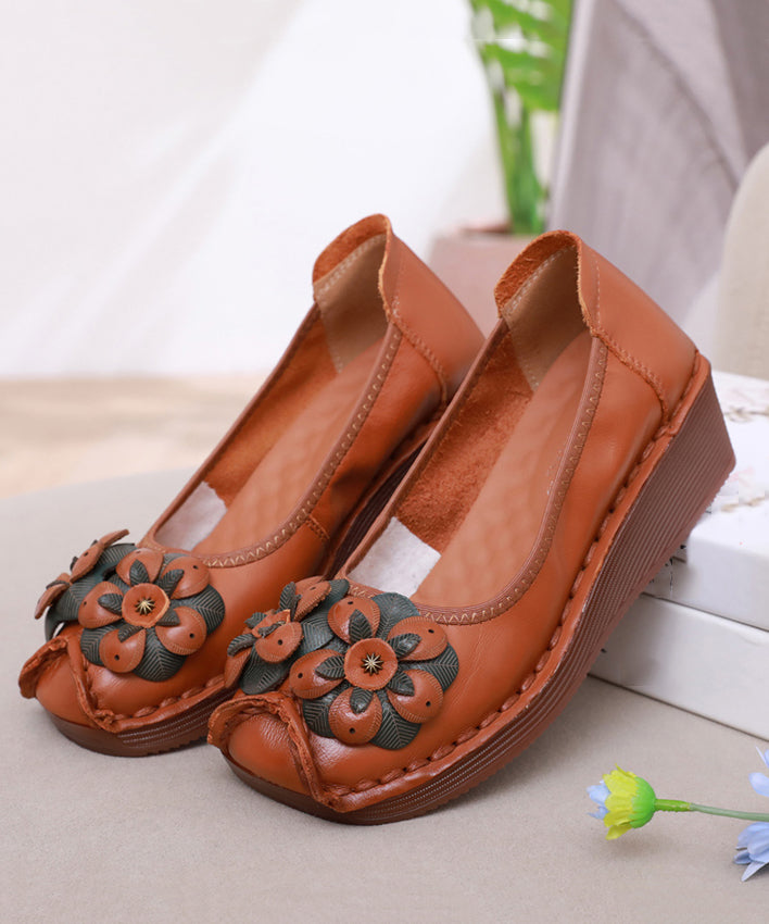 Casual Black Flower Splicing Platform High Wedge Heels Shoes DF1002 Ada Fashion